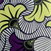 Tissu Wax - Fleurs de mariage  - Violet / Jaune x20cm