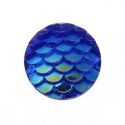 Cabochon rond en résine 12 mm Effet Ecailles de sirène/dragon Sapphire AB x1