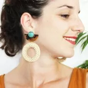 Pendentif / Anneau en rotin 50 mm pour la création de bijoux DIY x1