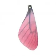 Pendentif ailes de papillon avec 2 trous 42.5x17 mm Fuchsia et Marron x1
