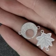 Intercalaire 2 anneaux Demi-lune Mandalas 18x13 mm en Argent 925  x1