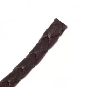 Cordon cuir tressé 5 mm Brun x 50 cm