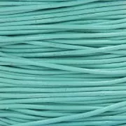 Cordon en cuir européen 1.5 mm Bleu Turquoise x1m