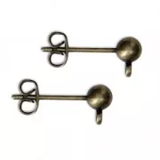 Clous d'oreilles tête boule avec anneau 4 mm bronze x4