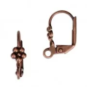 Dormeuses fleur avec anneau 16 mm cuivré x4