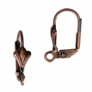 Dormeuses fleur de lys avec anneau 16 mm cuivré x2