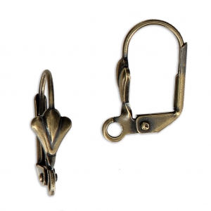 Dormeuses fleur de lys avec anneau 16 mm bronze x2