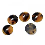 Cabochon rond en résine 12 mm Ecaille de tortue Marron/Noir x1