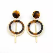 Cabochon rond en résine 12 mm Ecaille de tortue Marron/Noir x1