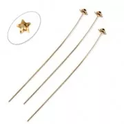 Clous tête fleur 50x0.5 mm doré à l'or fin x10