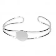Bracelet plateau en laiton pour cabochon rond fond plat 15 mm Placage Argent fin x1
