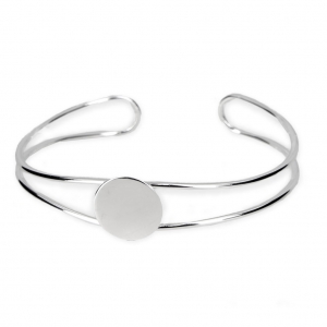 Bracelet plateau en laiton pour cabochon rond fond plat 15 mm Placage Argent fin x1