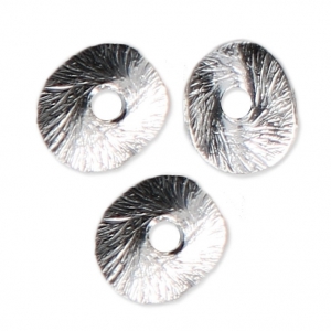 Disques incurvés percés froissés 6 mm en Argent 925 x4