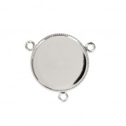 Intercalaire serti 3 anneaux pour cabochon fond plat 20 mm Placage Argent fin x1