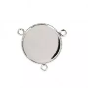 Intercalaire serti 3 anneaux pour cabochon fond plat 20 mm Placage Argent fin x1