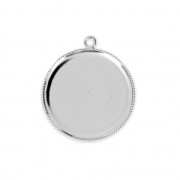 Serti pendentif pour cabochon fond plat 25 mm Placage Argent fin x1