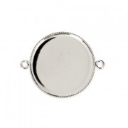 Intercalaire serti pour cabochon fond plat 25 mm Placage Argent fin x1|raw }}