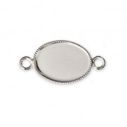 Intercalaire serti pour cabochon ovale fond plat 14x10 mm Placage Argent fin x1
