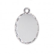 Serti pendentif pour cabochon ovale fond plat 18x13 mm Placage Argent fin x1