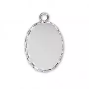 Serti pendentif pour cabochon ovale fond plat 18x13 mm Placage Argent fin x1
