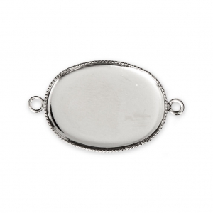 Intercalaire serti pour cabochon ovale fond plat 25x18 mm Placage Argent fin x1