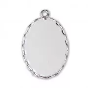 Serti pendentif pour cabochon ovale fond plat 25x18 mm Placage Argent fin x1