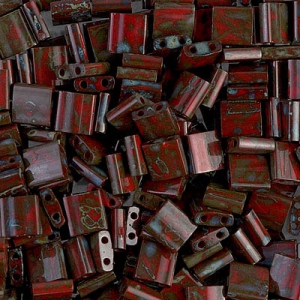 Miyuki Tila Beads 5x5x1.9 mm TL-4521- Opaque Red Picasso x10g