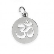 Breloque ronde ajourée signe Ohm 12 mm en Acier inoxydable x1|raw }}