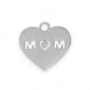 Breloque coeur ajourée MOM 13.5X13 mm en Acier inoxydable x1