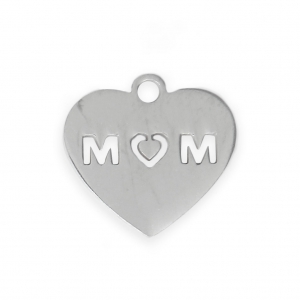 Breloque coeur ajourée MOM 13.5X13 mm en Acier inoxydable x1