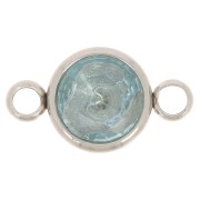 Intercalaire 2 anneaux rond et cabochon facetté 17.5x10 mm Acier inox 304L Aqua x1|raw }}