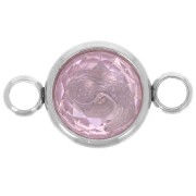 Intercalaire rond et cabochon en verre facetté 10mm - Acier inox 304L - Light Rose|raw }}