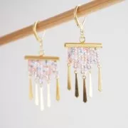 Embout pour tissage de perles rocailles & Delica Miyuki 32 mm doré rose x1