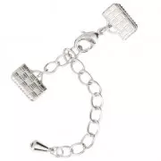 Fermoir mousqueton avec embouts à serrer 10 mm Placage Argent fin x1