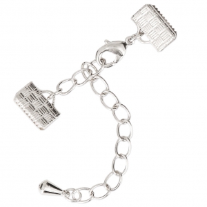 Fermoir mousqueton avec embouts à serrer 10 mm Placage Argent fin x1