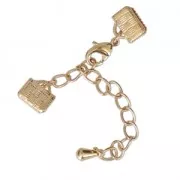 Fermoir mousqueton avec embouts à serrer 8 mm doré à l'or fin x1