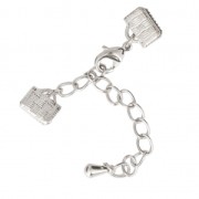 Fermoir mousqueton avec embouts à serrer 8 mm Placage Argent fin x1