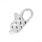 Fermoir mousqueton allongé décor quadrillé 12 mm Placage Argent fin x1