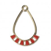 Pendentifs gouttes en métal et résine époxy 30x21 mm Doré / Rose Corail x2|raw }}