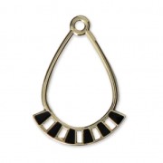 Pendentifs gouttes en métal et résine époxy 30x21 mm Doré / Noir x2