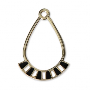 Pendentifs gouttes en métal et résine époxy 30x21 mm Doré / Noir x2