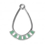 Pendentifs gouttes en métal et résine époxy 30x21 mm Rhodié / Mint x2|raw }}