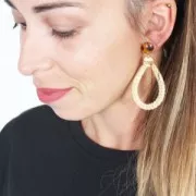 Pendentif rond en rotin 42 mm pour la création de bijoux DIY x1