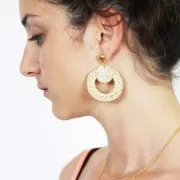 Demi-Lune en rotin 29x46 mm pour la création de bijoux DIY x1