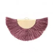 Pendentif éventail demi-lune franges pompons 25x47 mm Mauve/doré x1