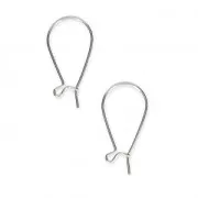 Boucles d'oreilles crochets dormeuses en laiton 23 mm argenté x2