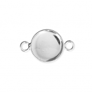 Intercalaires sertis pour cabochons fond plat 10 mm Placage Argent fin x4