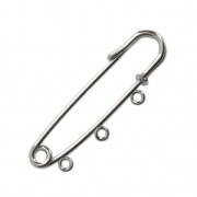 Broche épingle à nourrice - 3 anneaux à décorer 50 mm rhodié x1|raw }}