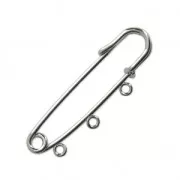 Broche épingle à nourrice - 3 anneaux à décorer 50 mm rhodié x1