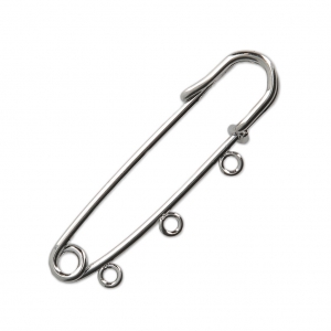 Broche épingle à nourrice - 3 anneaux à décorer 50 mm rhodié x1